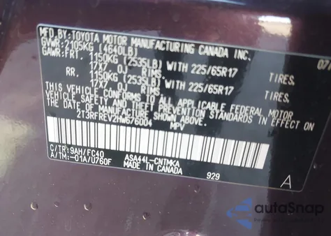 2017 Toyota Rav4 Xle from USA, damaged, VIN 2T3RFREV2HW676004